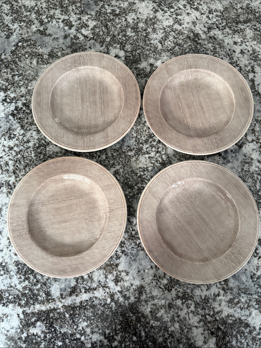 Pier 1 Melamine Set of 4 Neutral Beige Taupe Salad Plates. EUC
